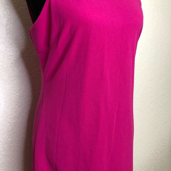 Bebe bright pink halter neck open back sleeveless ruffle hem dress Large NWT - Picture 3 of 16